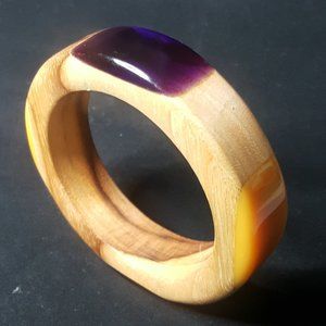 Tory Burch Chunky Wide Wood & Resin Bangle